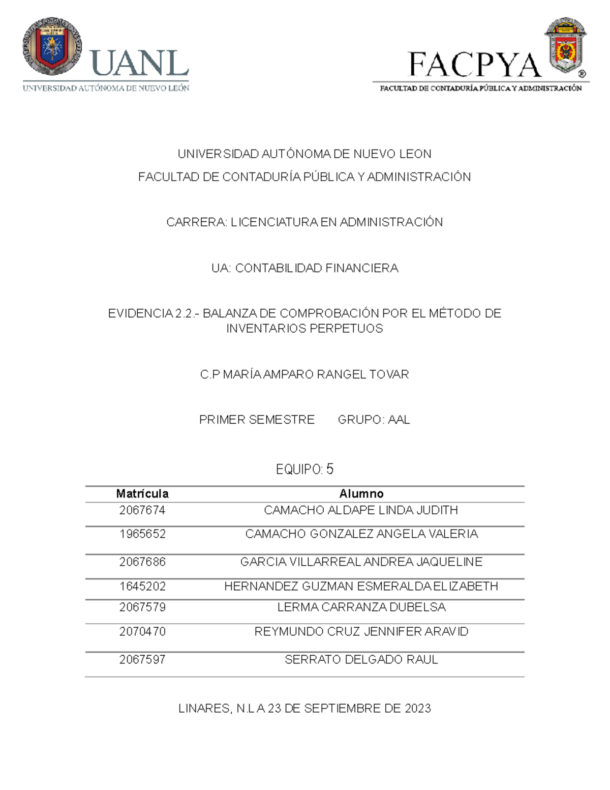 CFin EQ 4 EV 2 - EVIDENCIA 2 - UNIVERSIDAD AUTÓNOMA DE NUEVO LEON ...