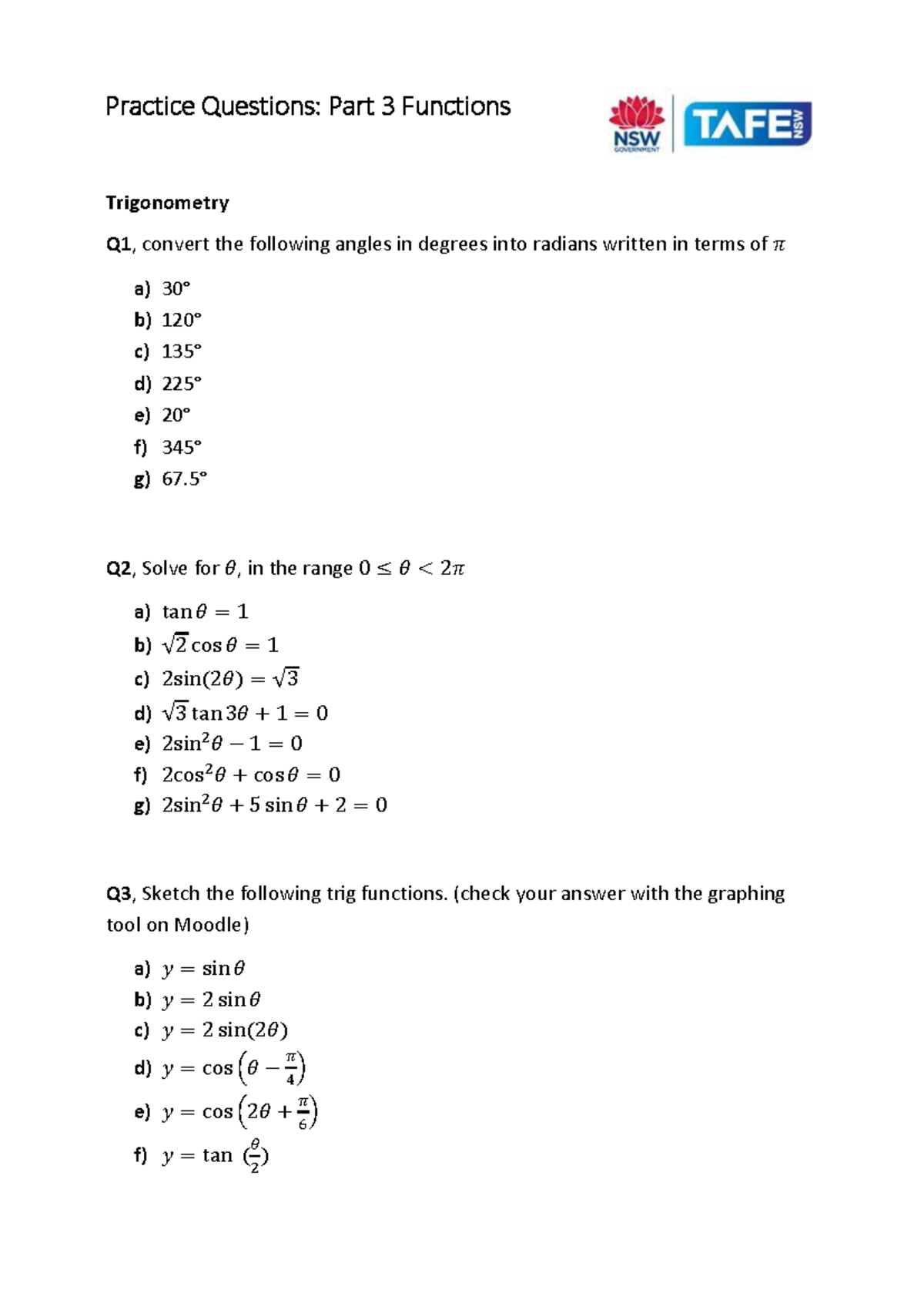 Practice Questions Part 3 Functions - Practice Questions: Part 3 ...