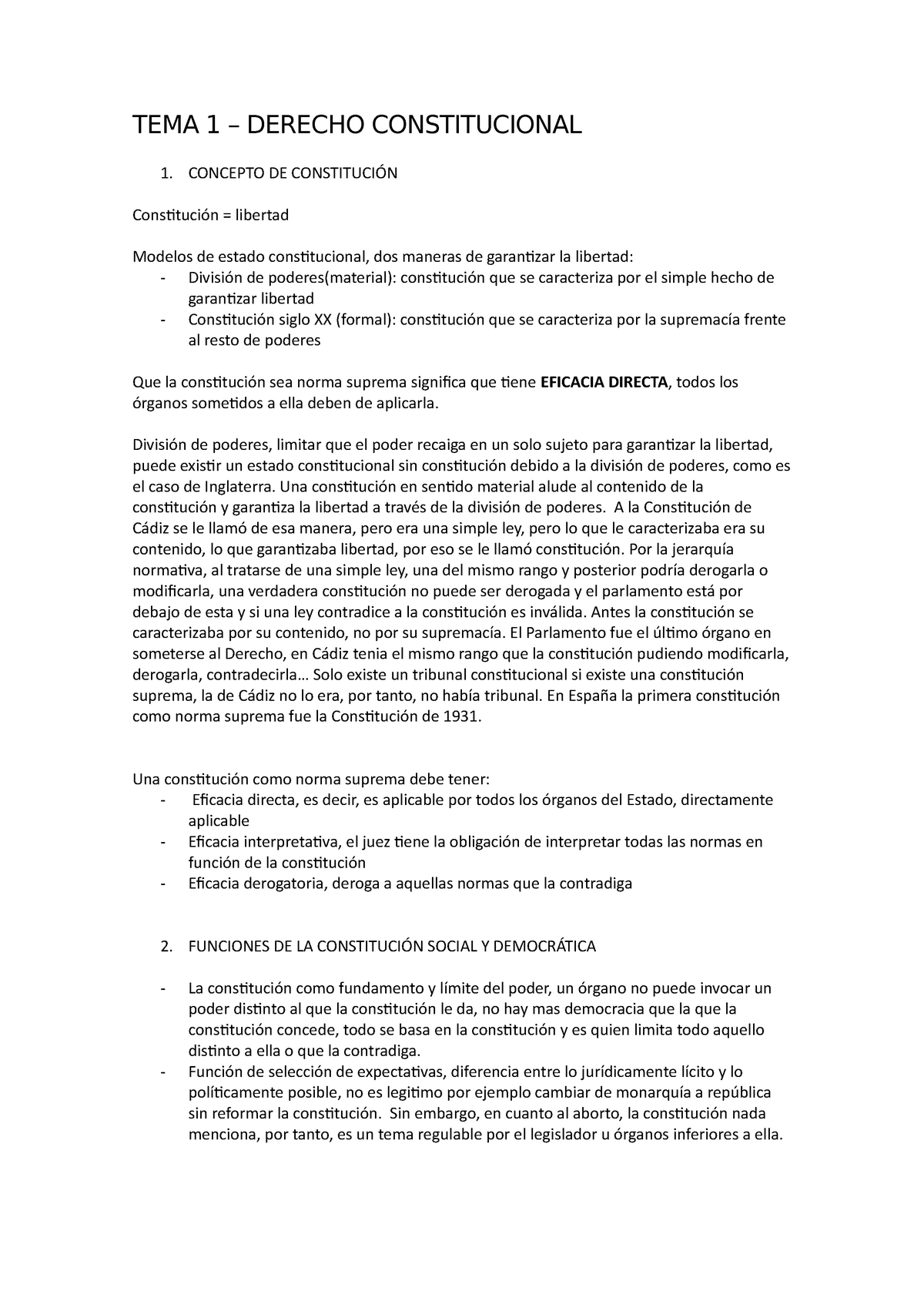 1º Parcial Constitucional Apuntes - TEMA 1 – DERECHO CONSTITUCIONAL 1 ...