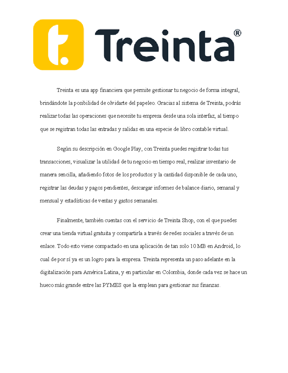 Startup Treinta - Treinta es una app financiera que permite gestionar ...