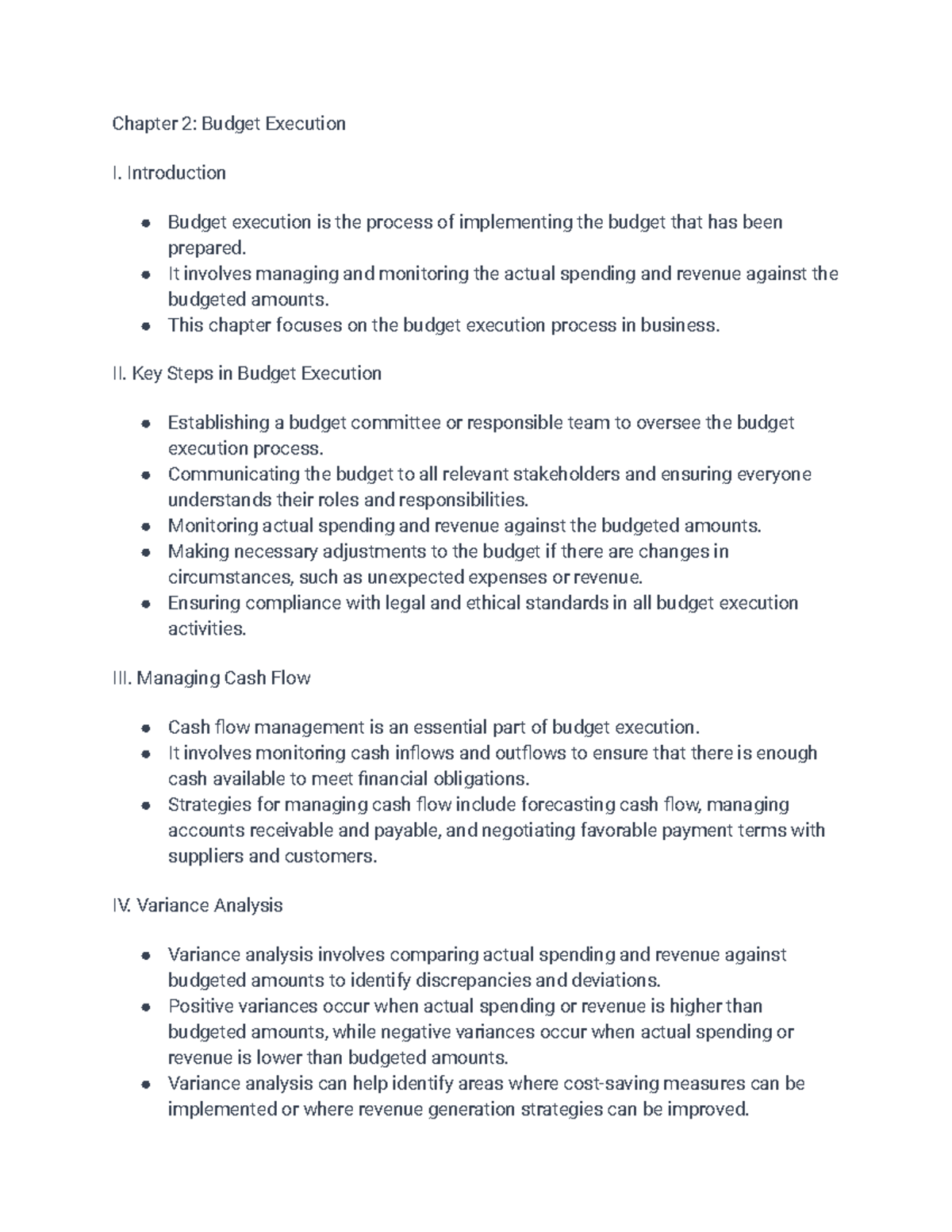 Mgt 2 - Introduction to business chapter 2 notes - Chapter 2: Budget ...