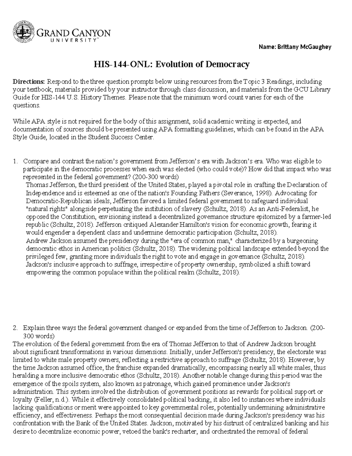 HIS144RSEvolution of Democracy Worksheet Name Brittany McGaughey