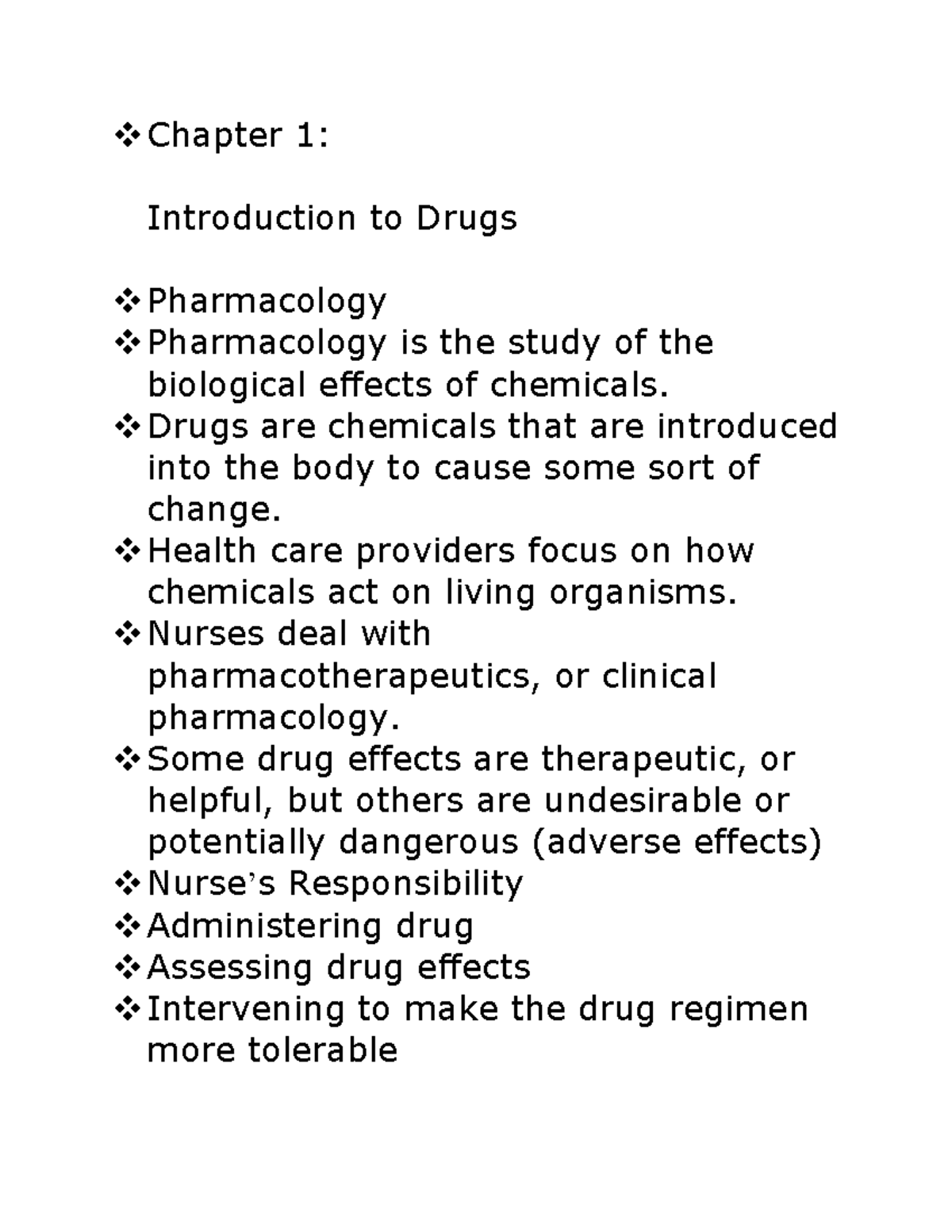 Chapter 1 Outline - Notes - Chapter 1: Introduction to Drugs ...