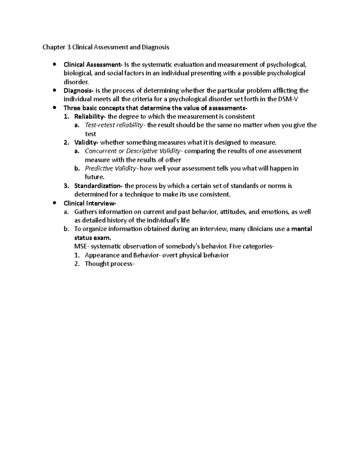 Chapter 3 Clinical Assessment and Diagnosis - Chapter 3 Clinical ...