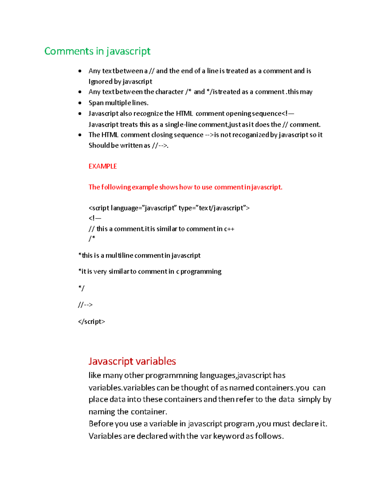 Comments IN Javascript JAVA Programming Language - Comments in ...