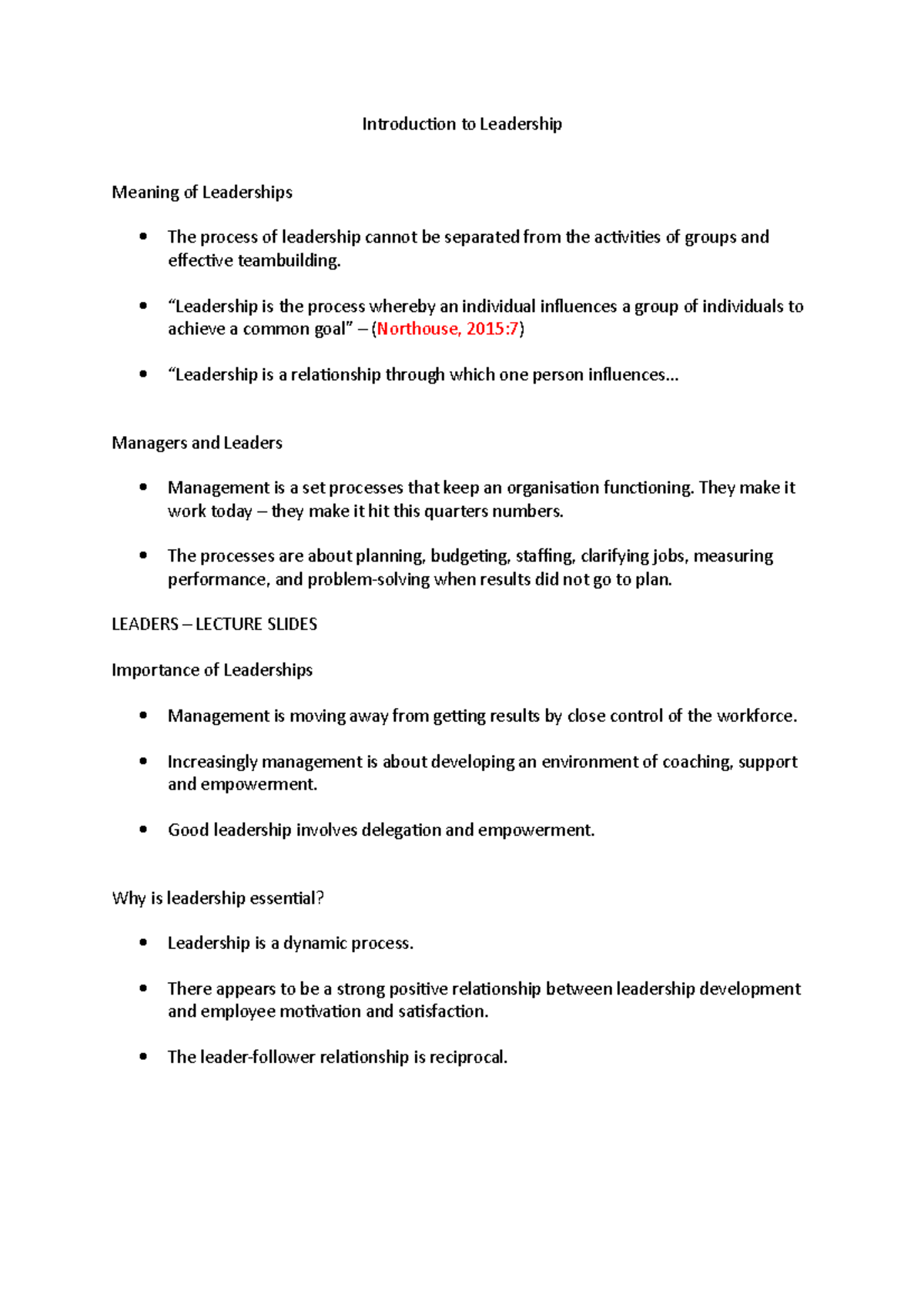 Intro to Leadership - Introduction to Leadership Meaning of Leaderships ...
