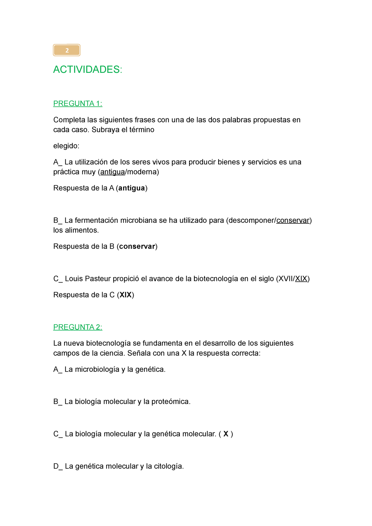 TP DE Biologia - Apuntes 2 - ACTIVIDADES: PREGUNTA 1: Completa las siguientes  frases con una de las - Studocu