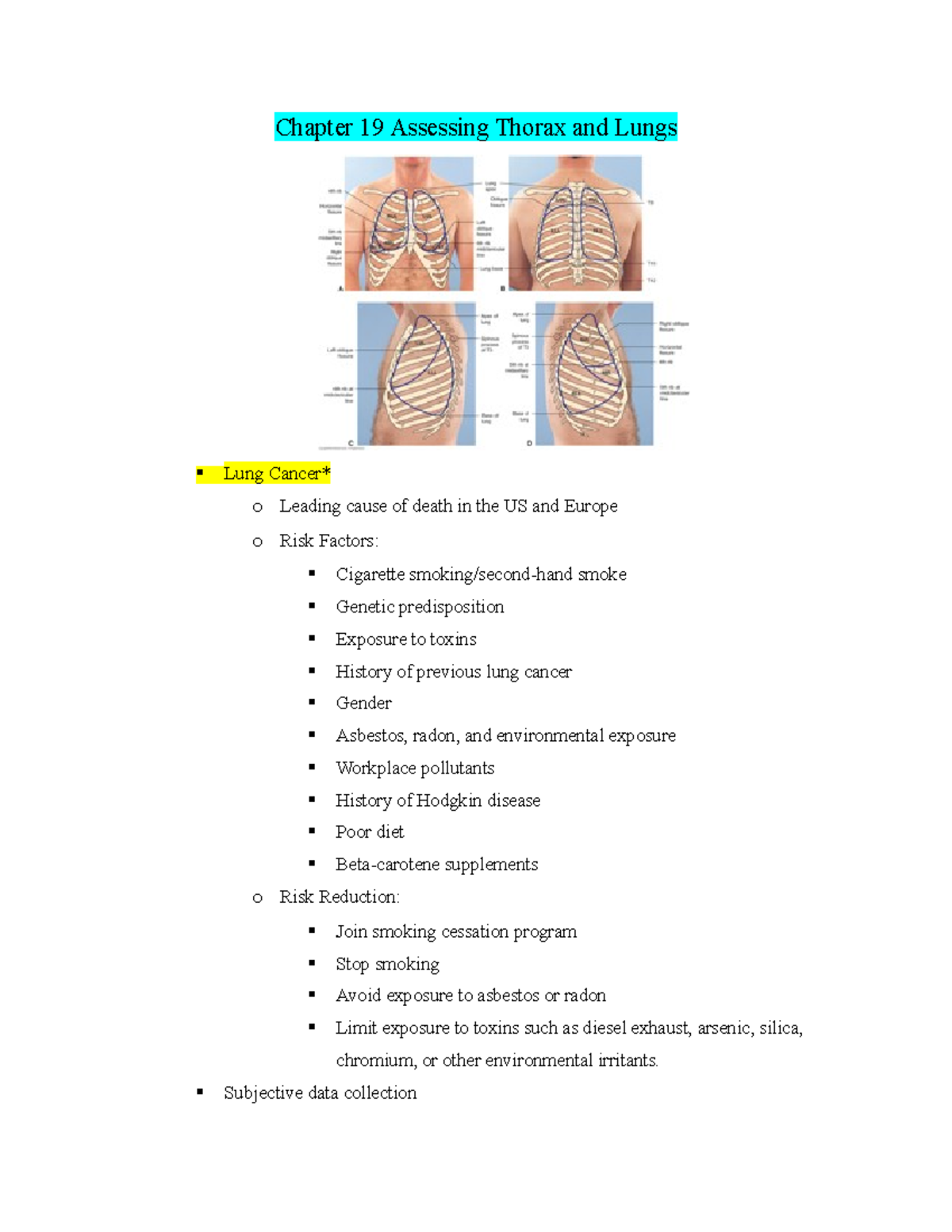 Chapter 19 Assessing Thorax and Lungs - Subjective data collection o ...