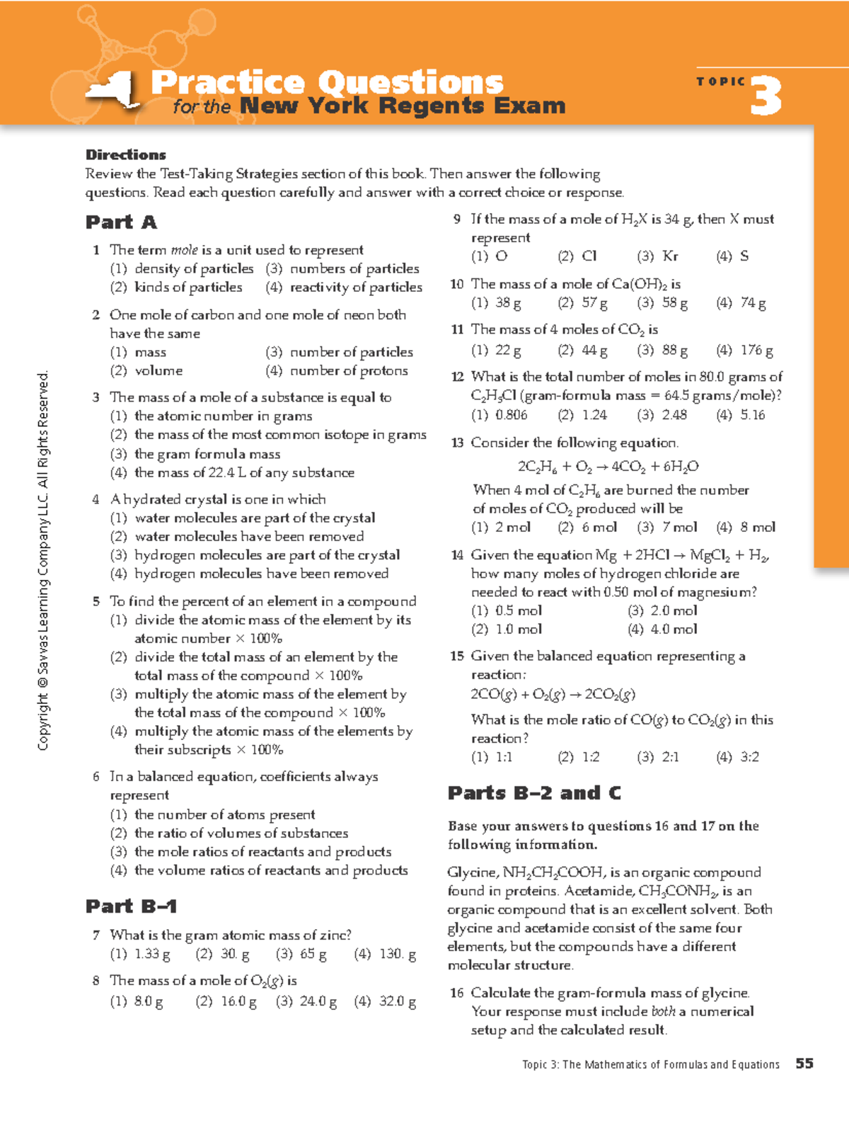 Topic 3 Practice Questions Printable The Mathematics of Formulas and ...