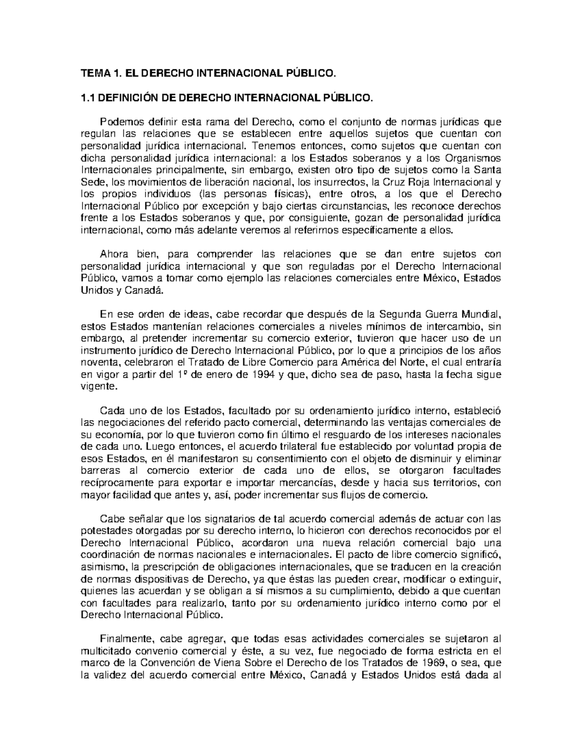 Derecho Internacional Público I Sesion 1 TEMA 1. EL DERECHO INTERNACIONAL PÚBLICO. 1