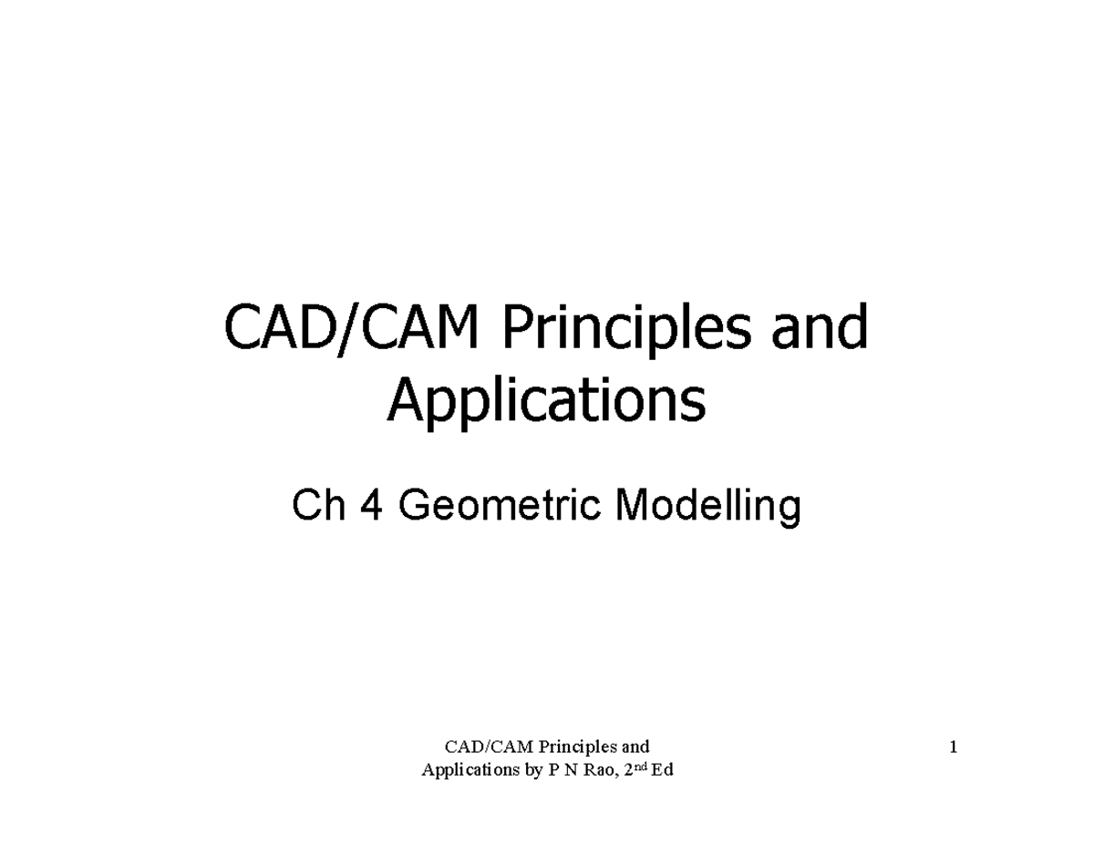 Chapter 4Geometric Modelling - CAD/CAM Principles and Applications by P ...