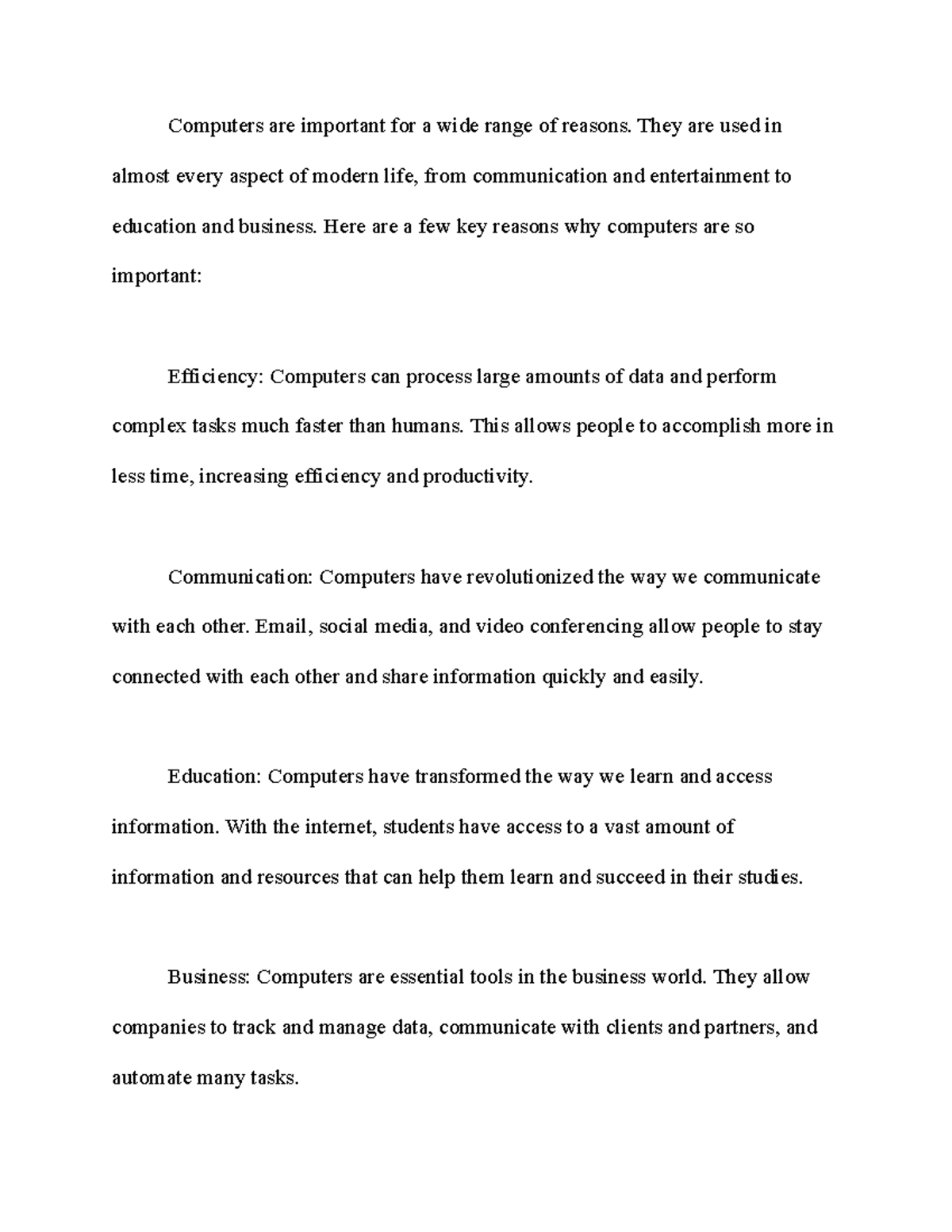 Why computers are important essay computers are important for a wide