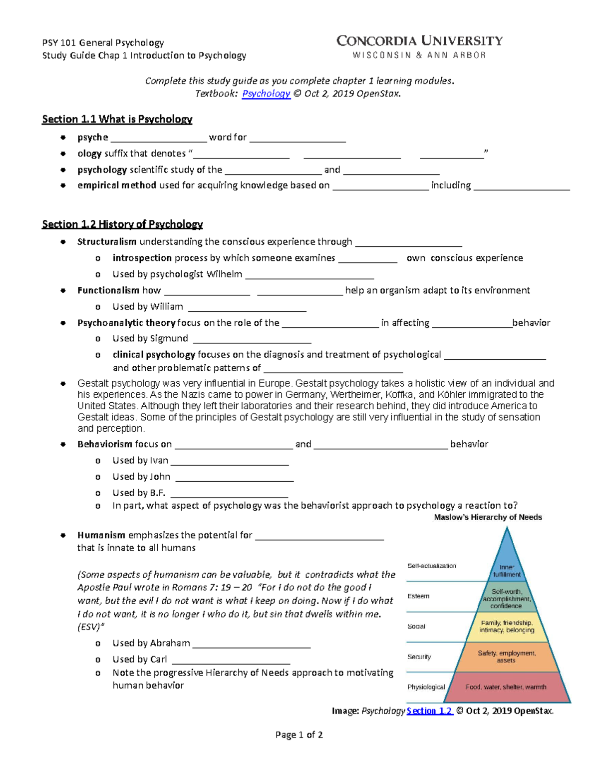UTF 8 PSY 20Study 20Guide 20Ch 201 PSY 101 General Psychology Study 