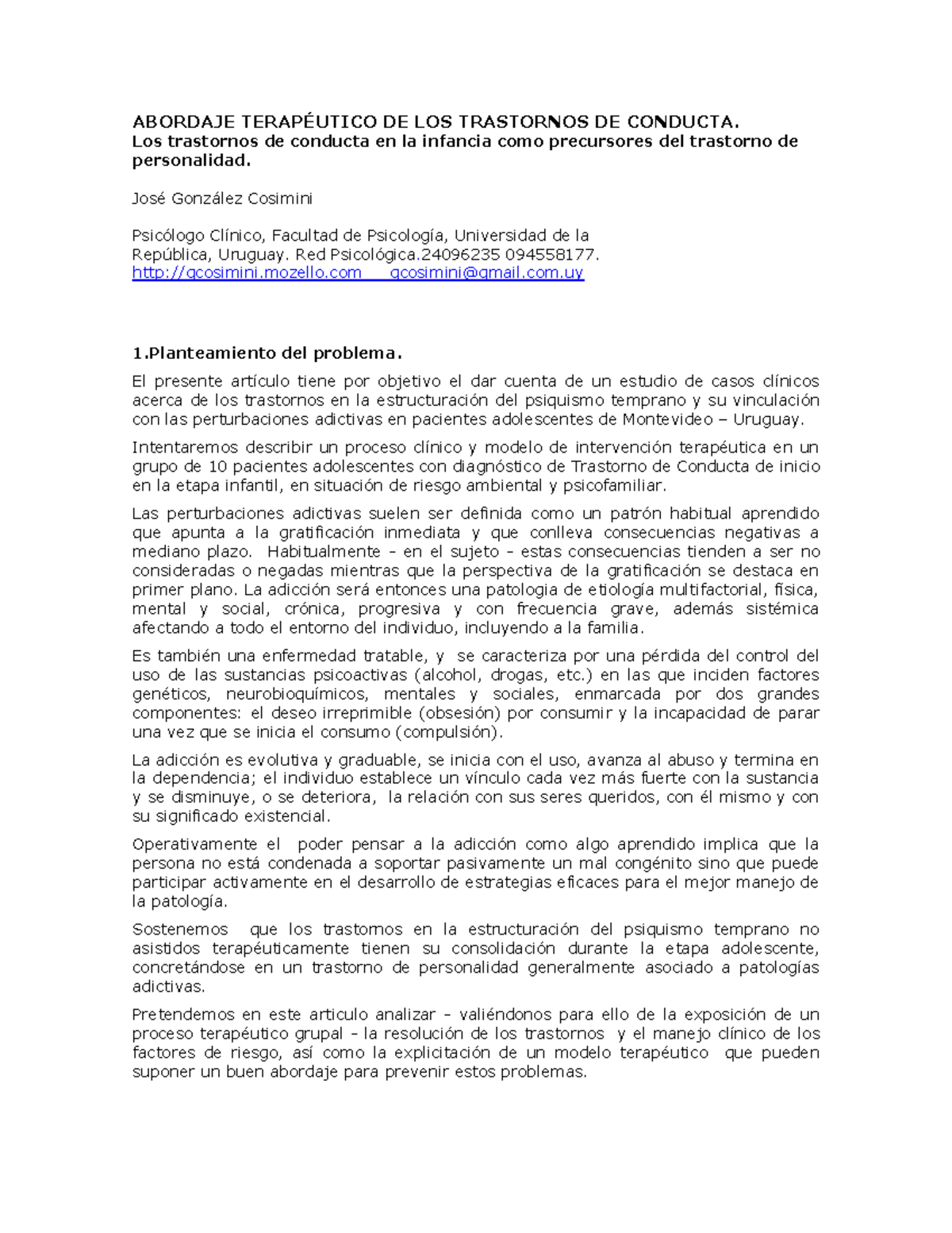 Abordaje Terapéutico DE LOS Trastornos DE Conducta - ABORDAJE ...
