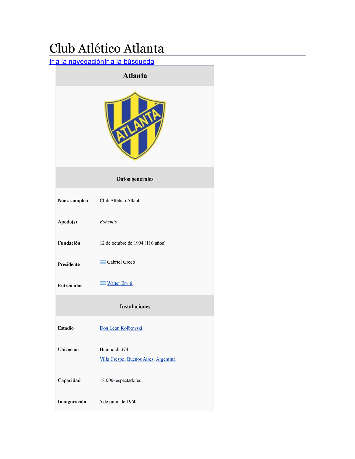 Club Atlético Atlanta - Wikidata