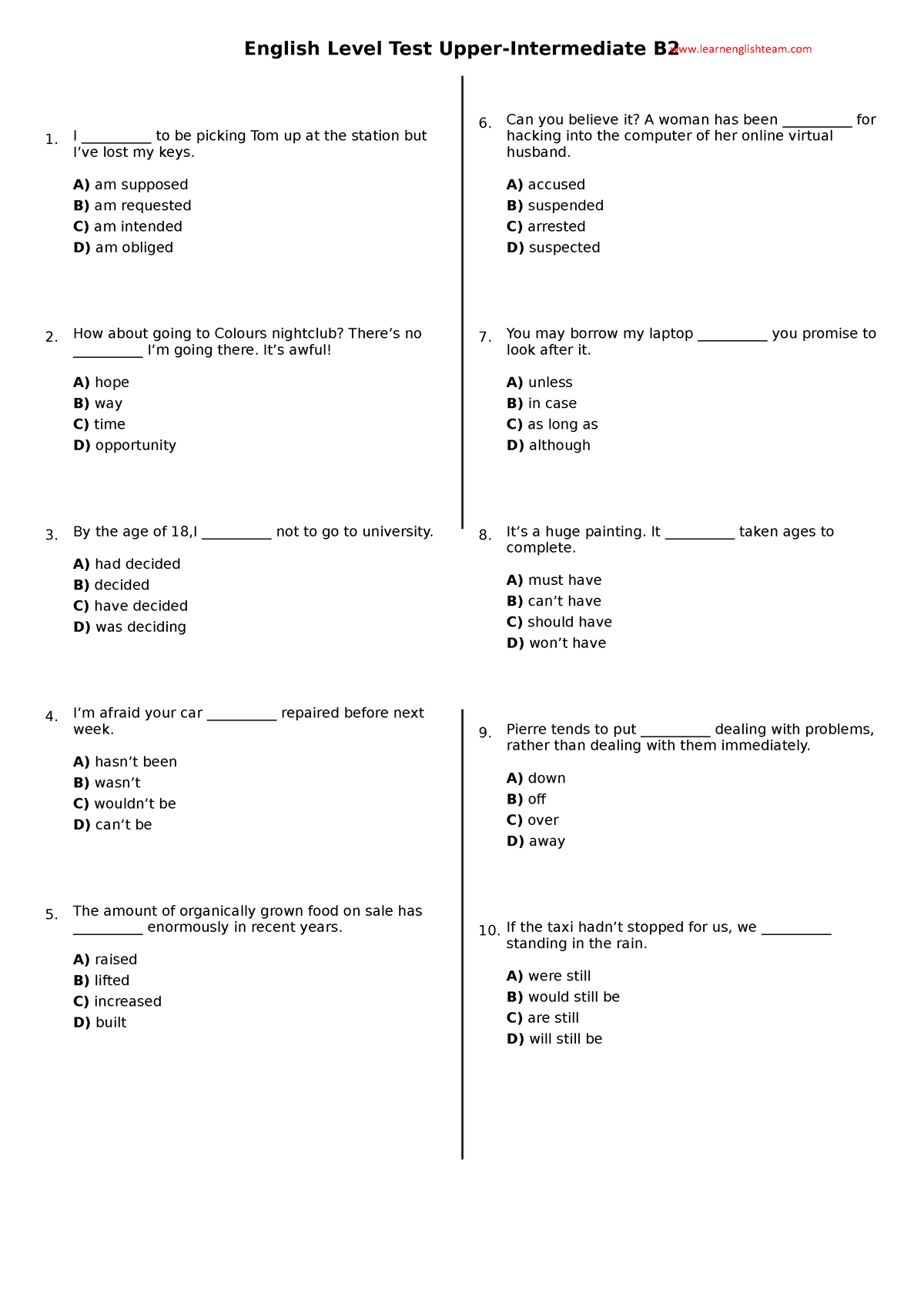 4 English-level-test-upper-intermediate-b2 Learnenglishteam - I ...