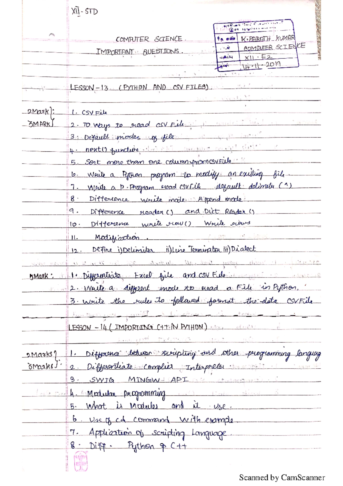 Namma kalvi 12th computer science important questions 216120 - Physics ...