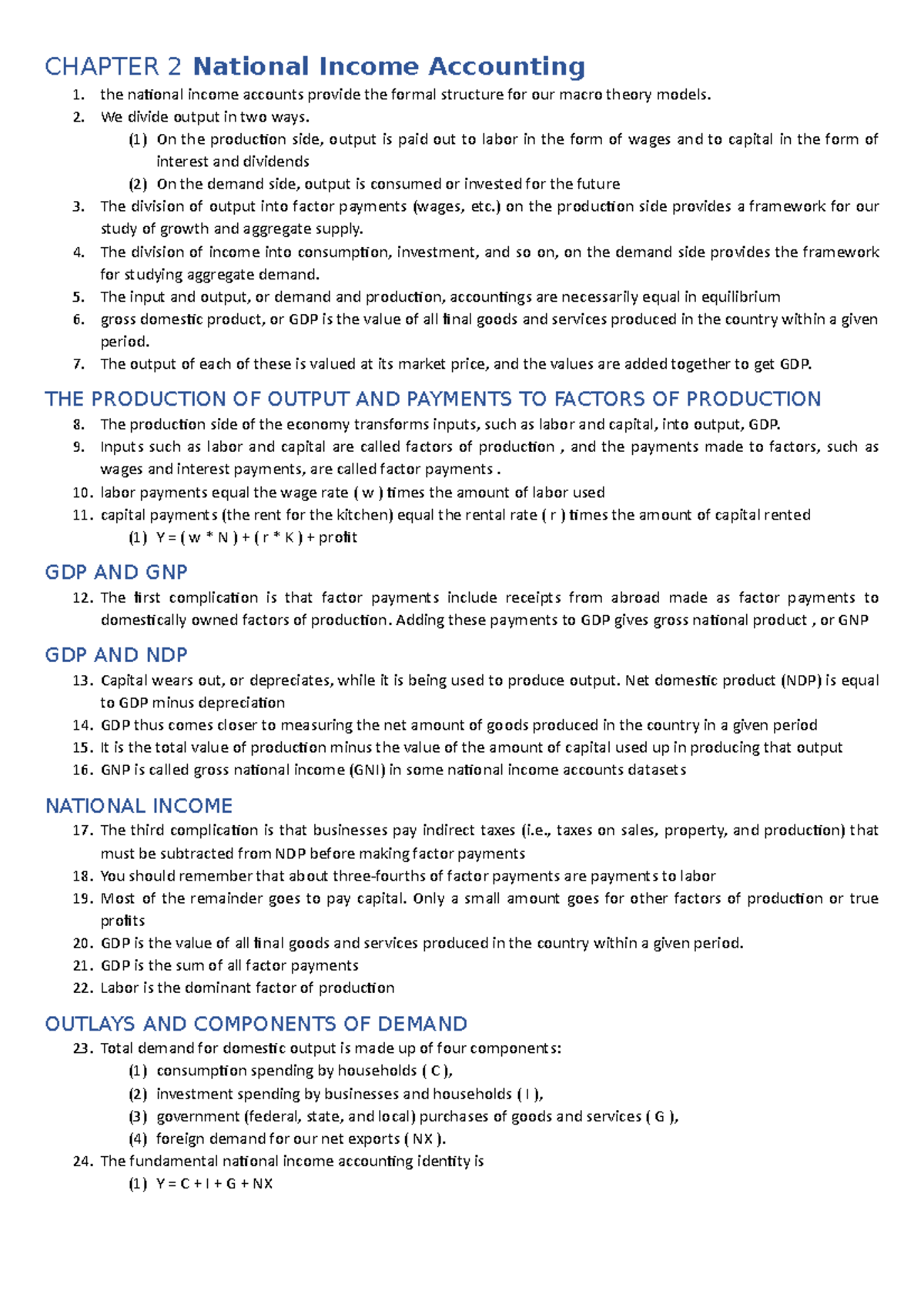 Chapter 2 National Income Accounting Notes - CHAPTER 2 National Income ...