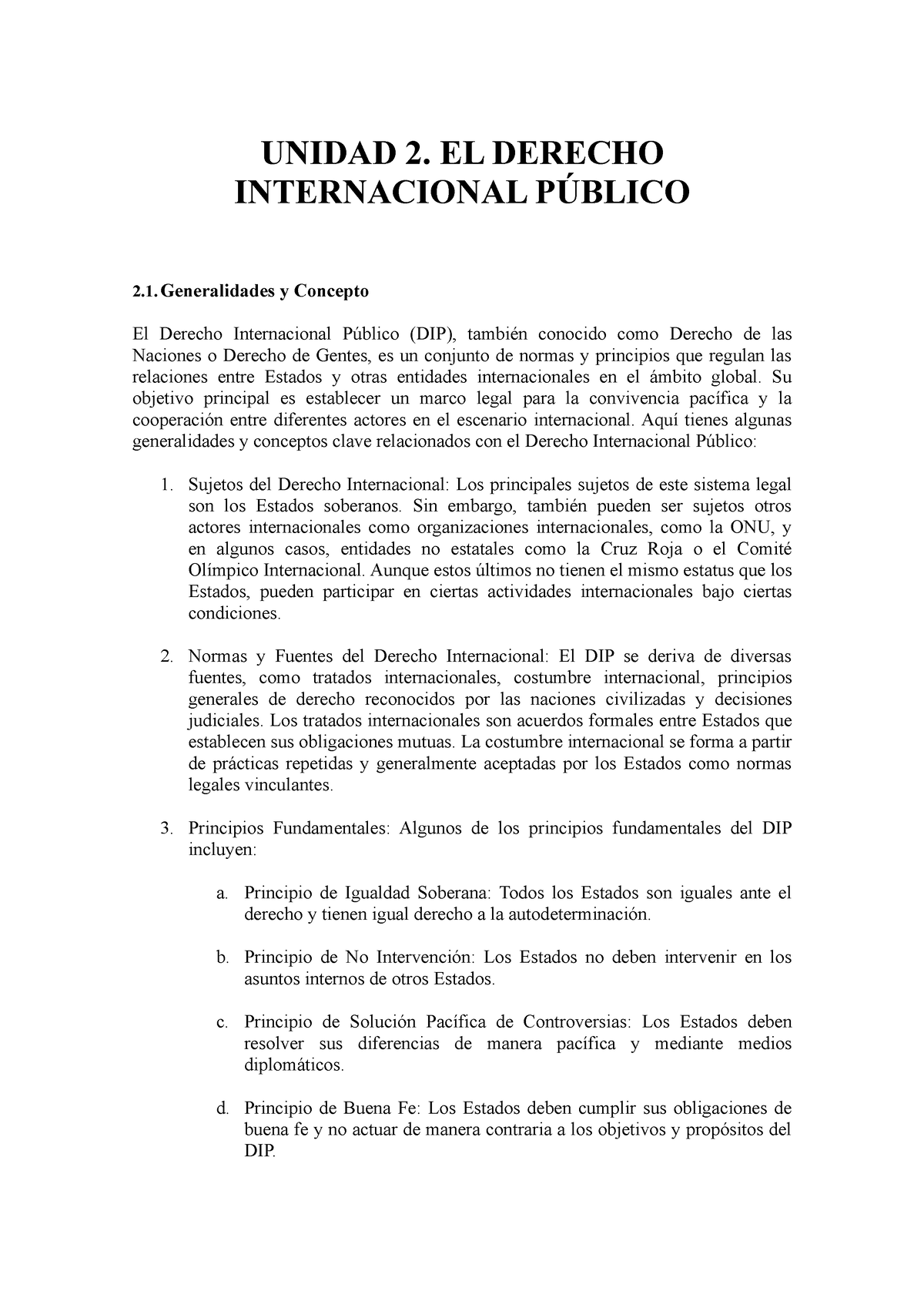 Unidad 2 - Tema - UNIDAD 2. EL DERECHO INTERNACIONAL P唃ĀBLICO ...