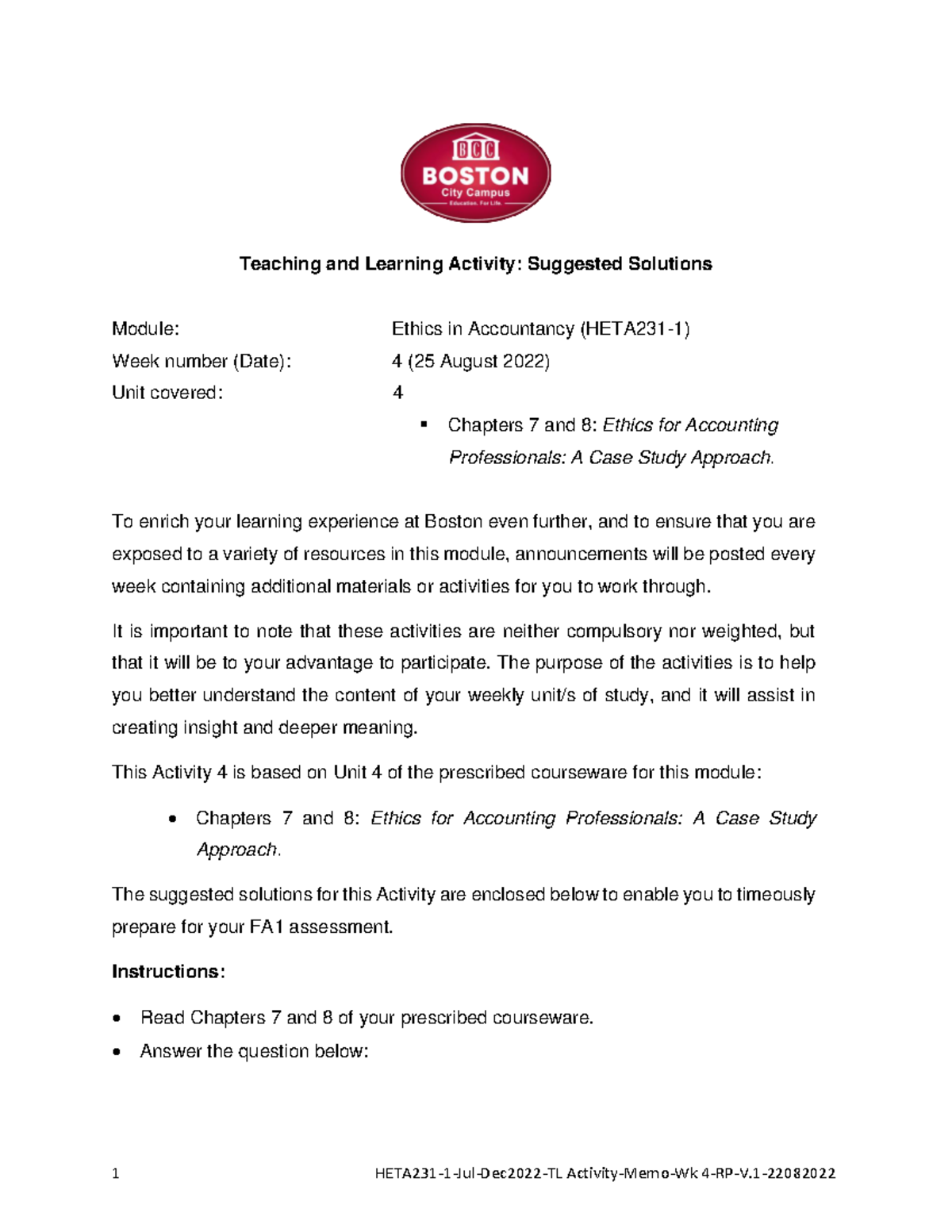 HETA231-1-Jul-Dec2022-TL Activity-Memo-Wk 4-RP-V - 1 HETA231-1-Jul ...