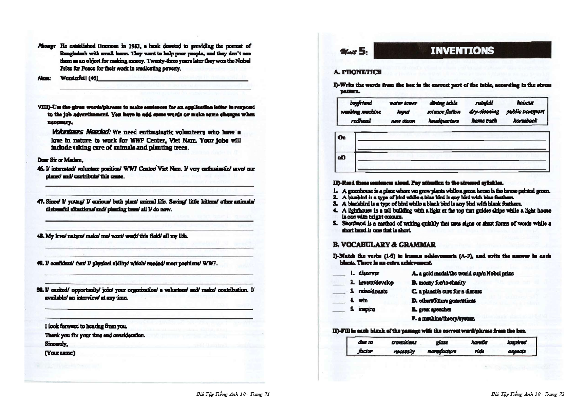 De Cuong Unit 5 - Unit 7 - Fqe - English Reading Test - Bài T P Ti Ng ...