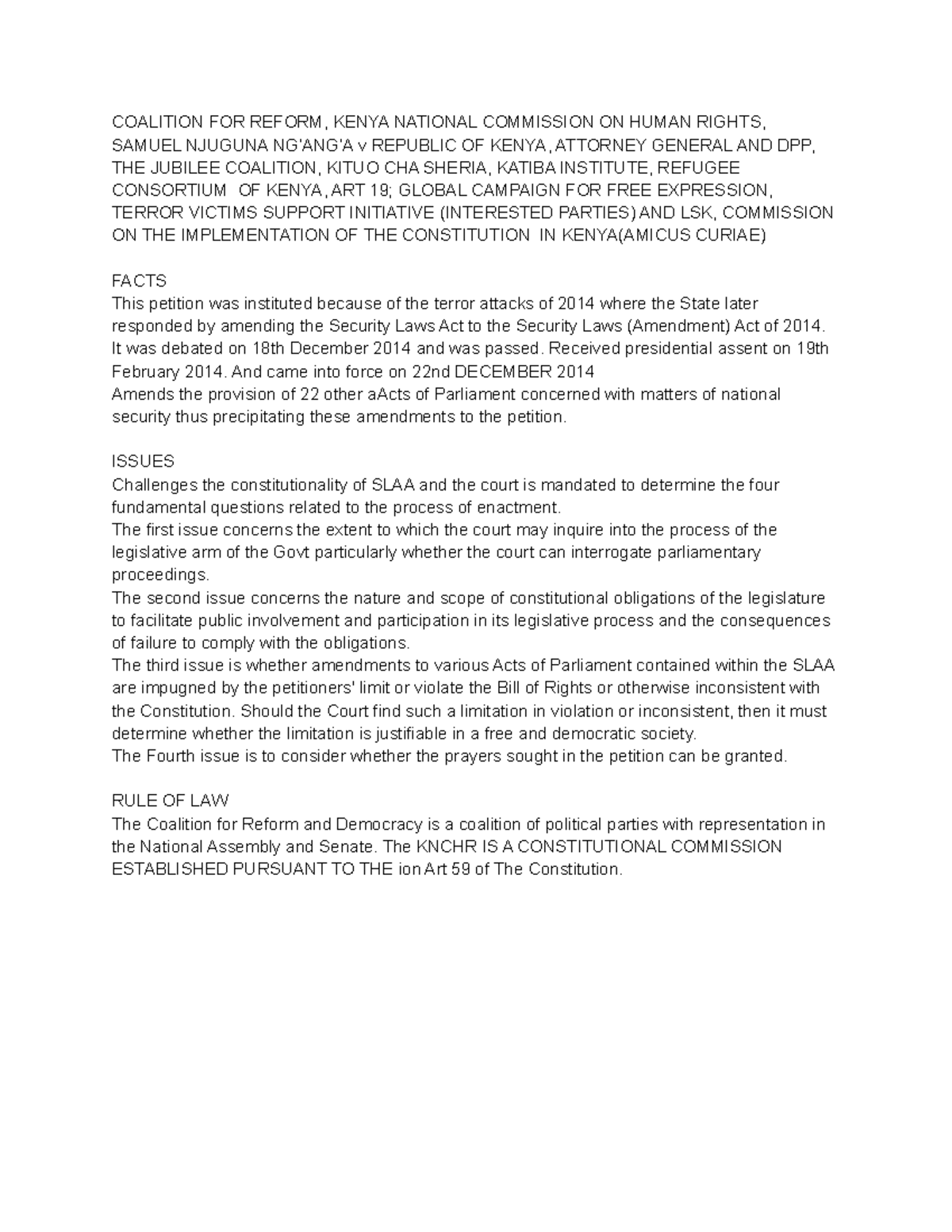 CORD Case Laws - CORD CASE LAWS FACTS, ISSUES, RULE. - COALITION FOR ...