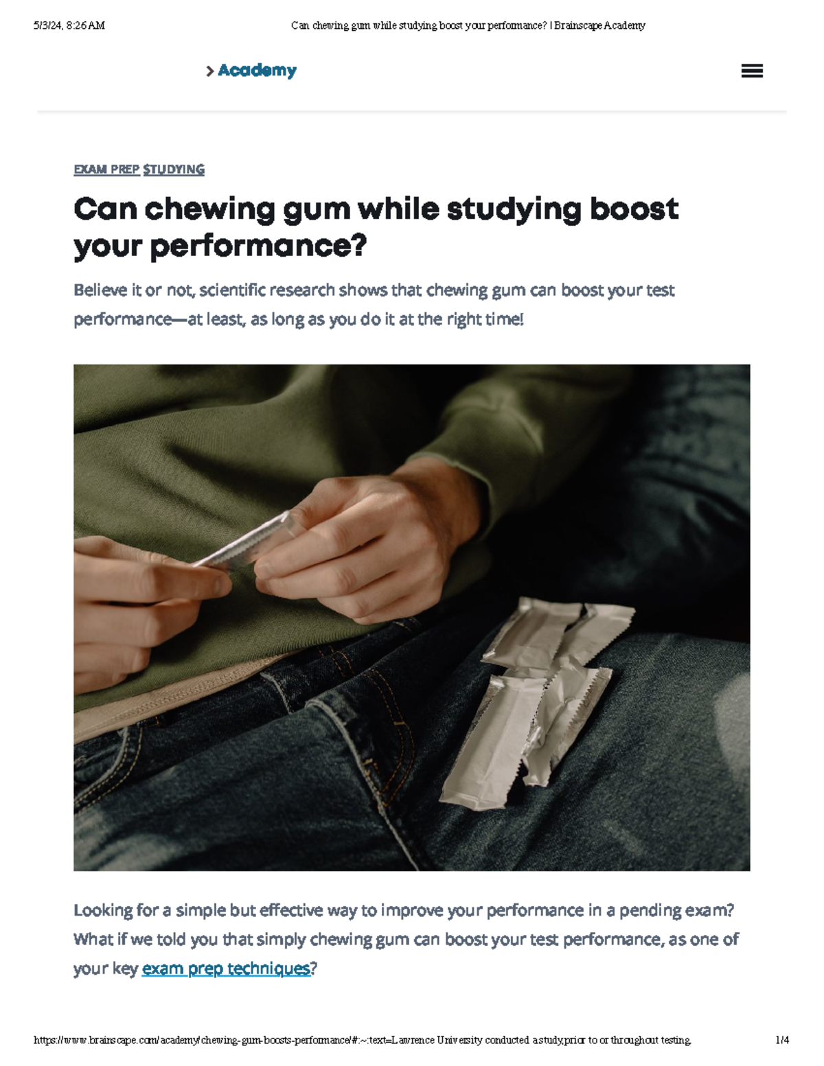 Can chewing gum while studying boost your performance Brainscape