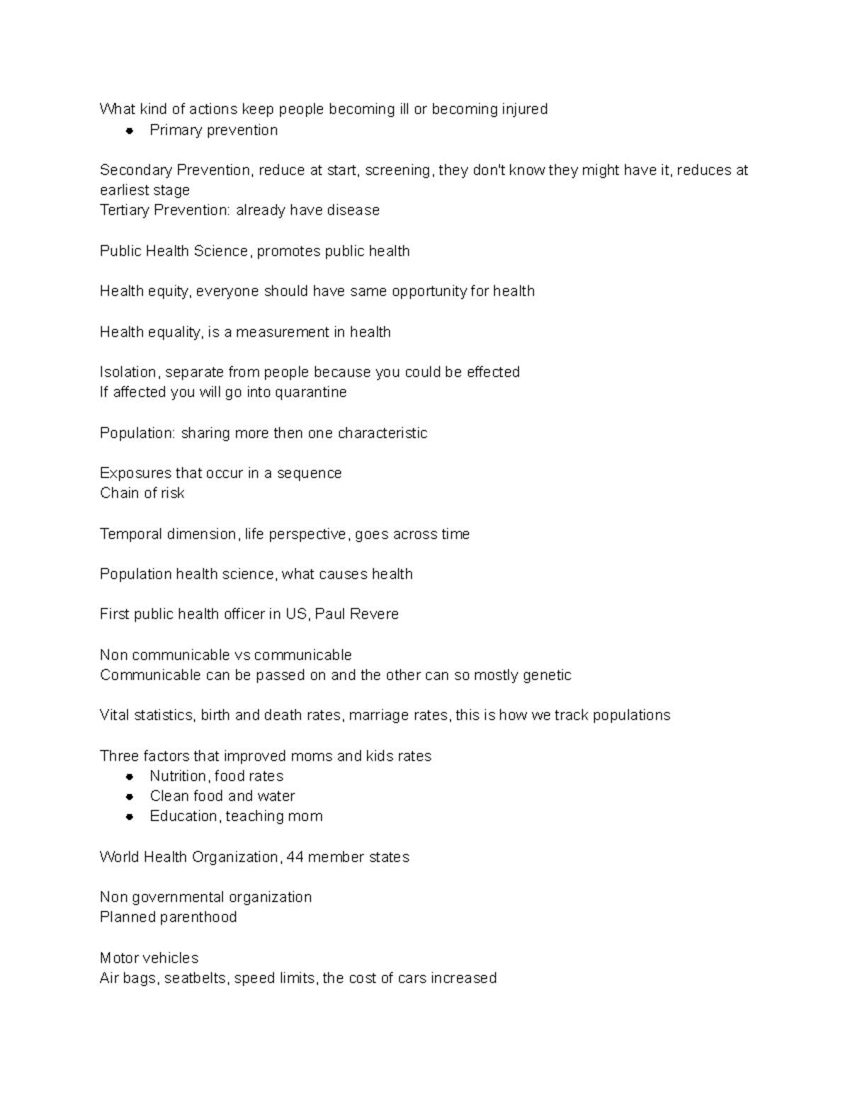 Nursing Review exam 1 Notes for Exam 1 What kind of actions keep people ill or