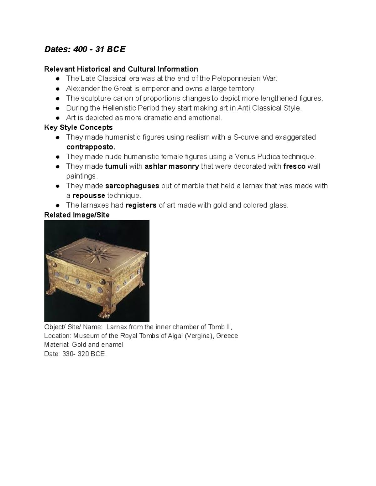Chapter 15 Late Classical and Hellenistic Art - Dates: 400 - 31 BCE ...