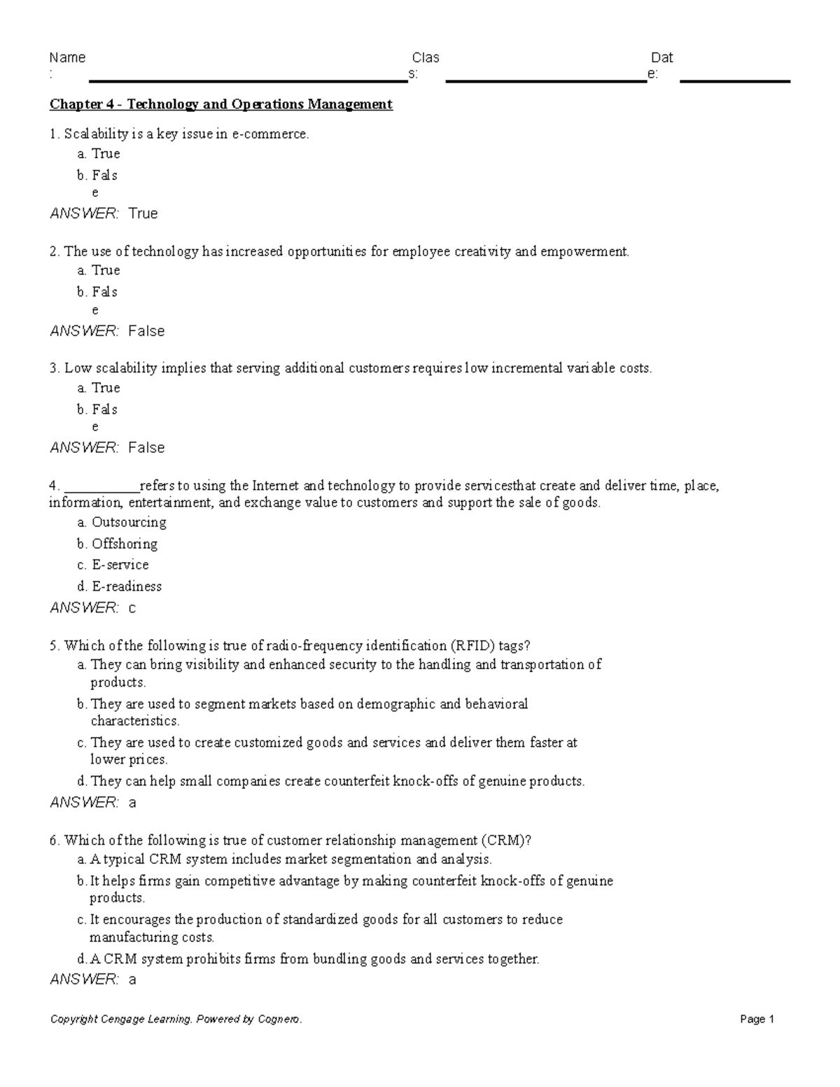 Chapter 4 Technology and Operations Management - : s: e: Chapter 4 ...
