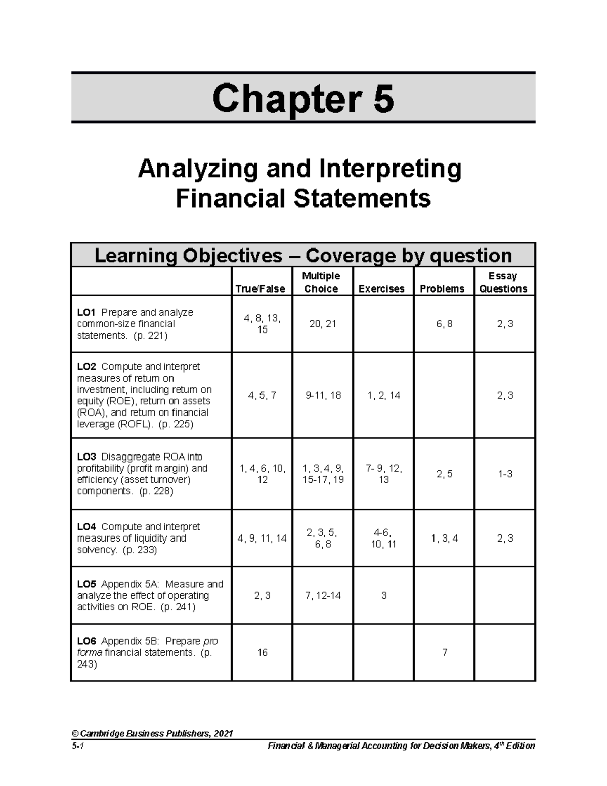 DM4e TB Ch 05 082120 - possible questions on test - Chapter 5 Analyzing ...