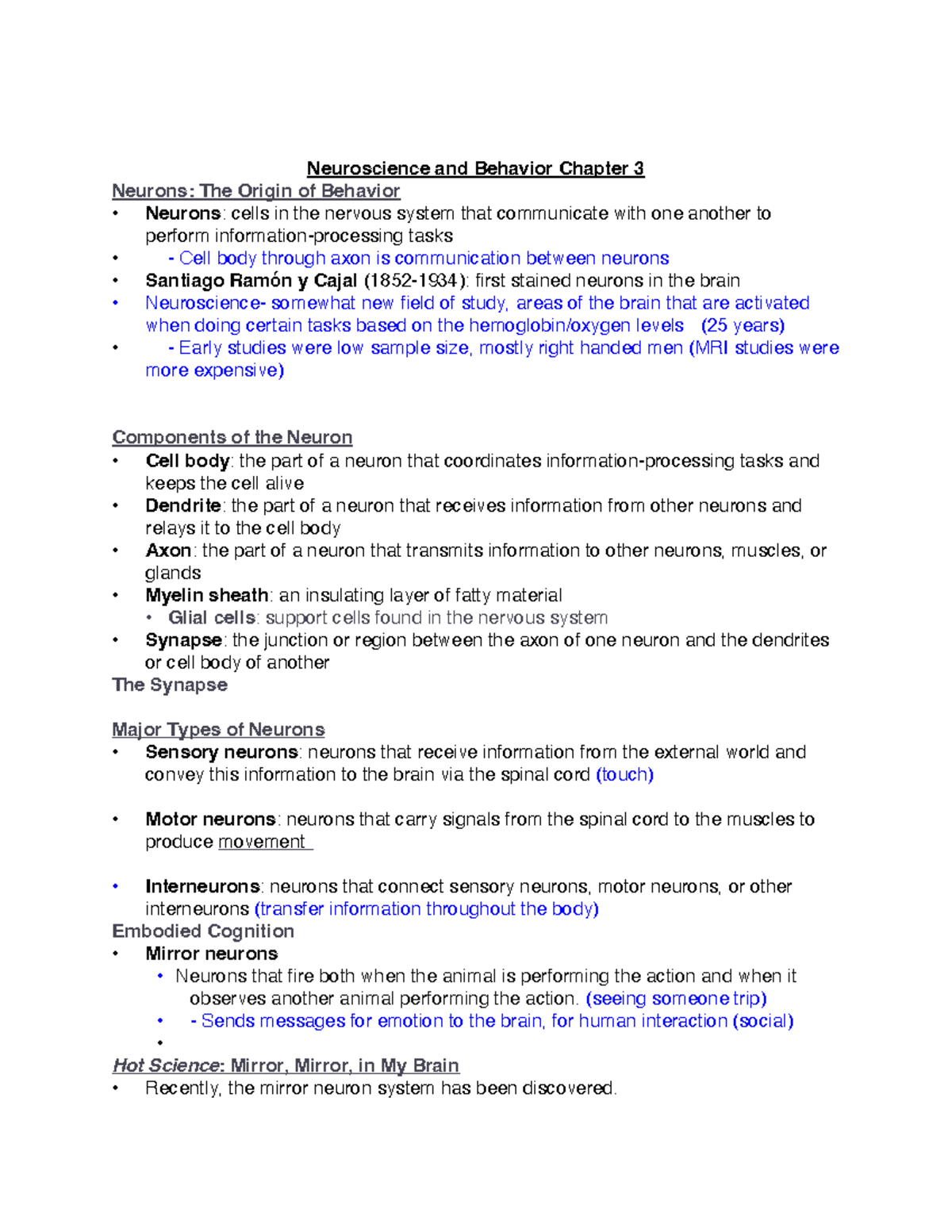 Chapter 3- Neuroscience - Neuroscience and Behavior Chapter 3 Neurons ...