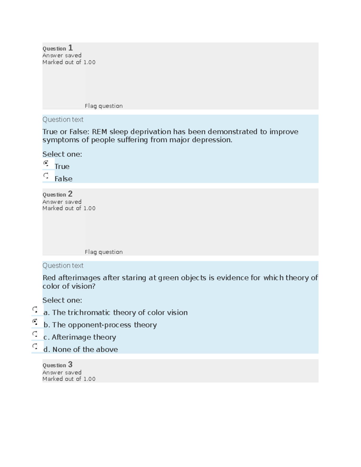 Graded Quiz UNIT 3 - Question 1 Answer saved Marked out of 1. Flag ...