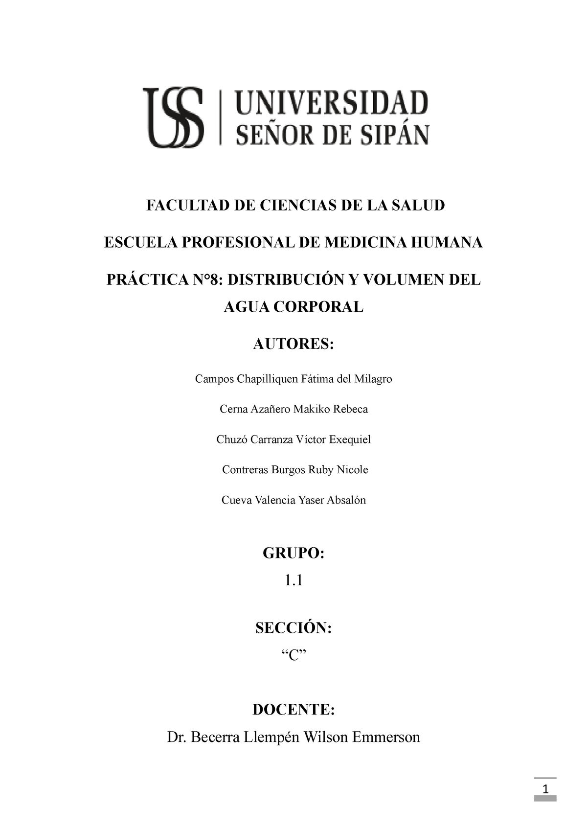 Práctica 08 Distribución Y Volumen Del Agua Corporal Fisiología