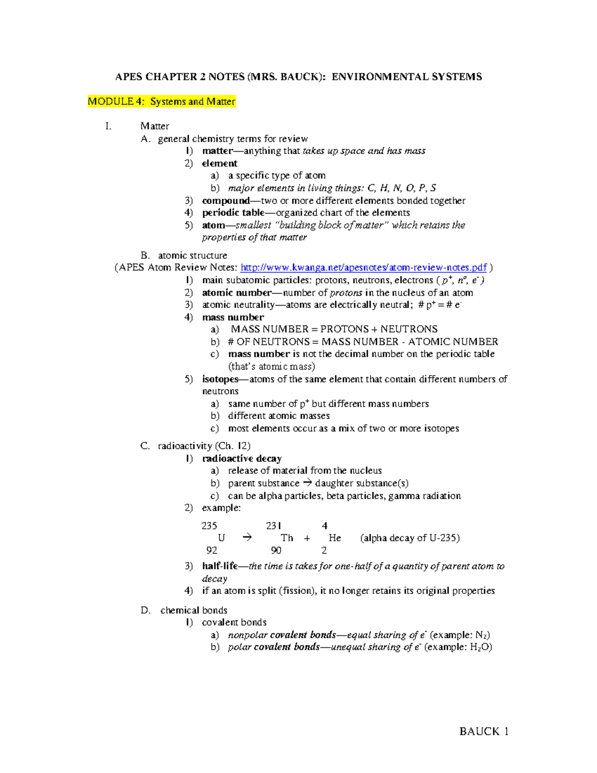 APES- Notes-2 - Notes For APES Unit 2 - APES CHAPTER 2 NOTES (MRS ...