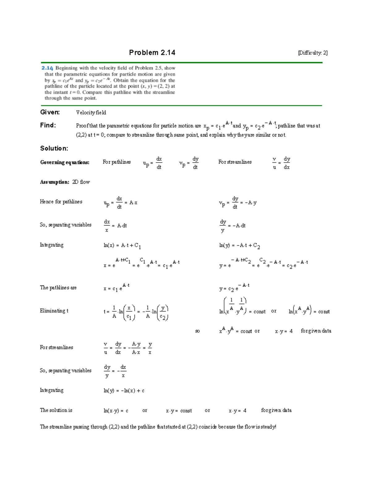 2 009 Review Problem Sheet Set 3 Problem 2 Difficulty 2 Given