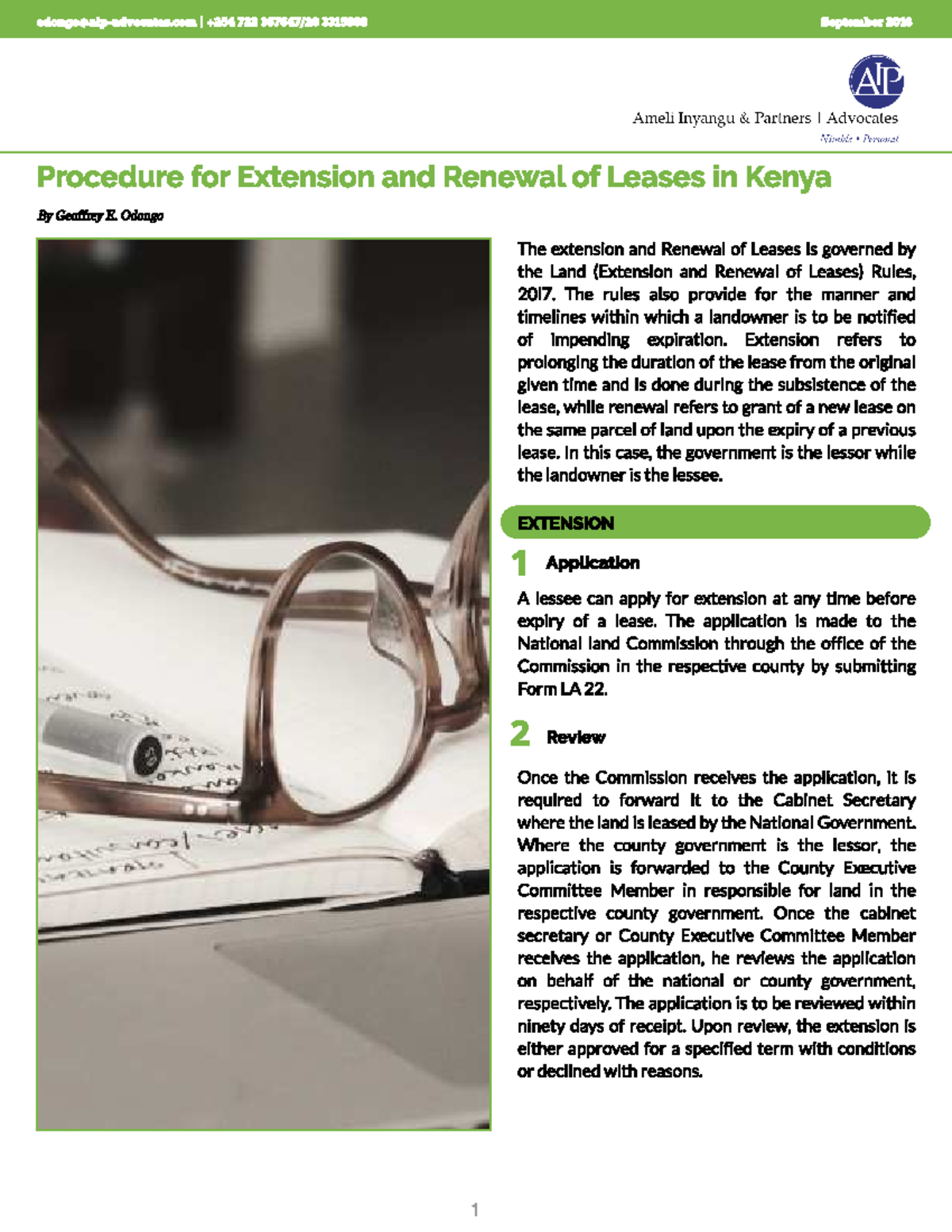 Procedure for Extension and Renewal of Leases in Kenya The extension