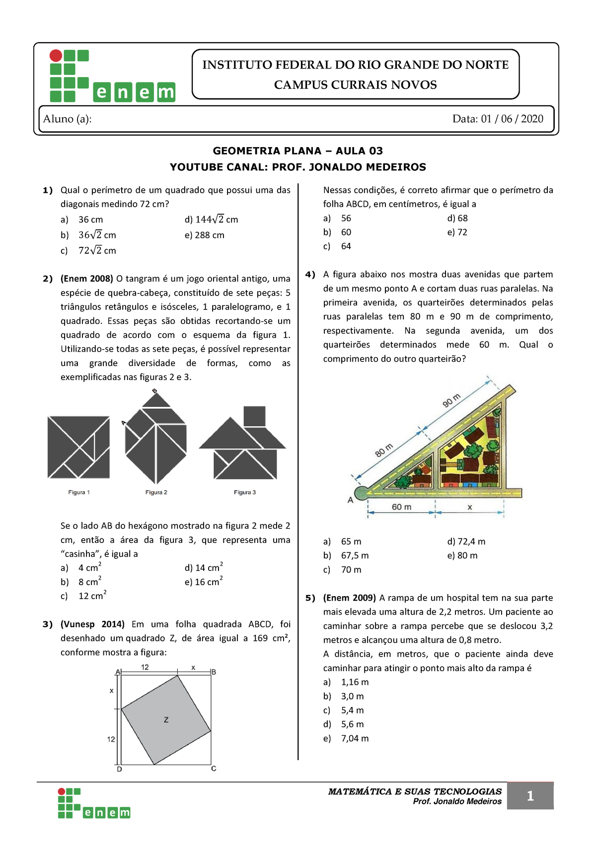 Vendido Geometria Plana Aula Junho Matemtica E Suas Tecnologias Prof Jonaldo