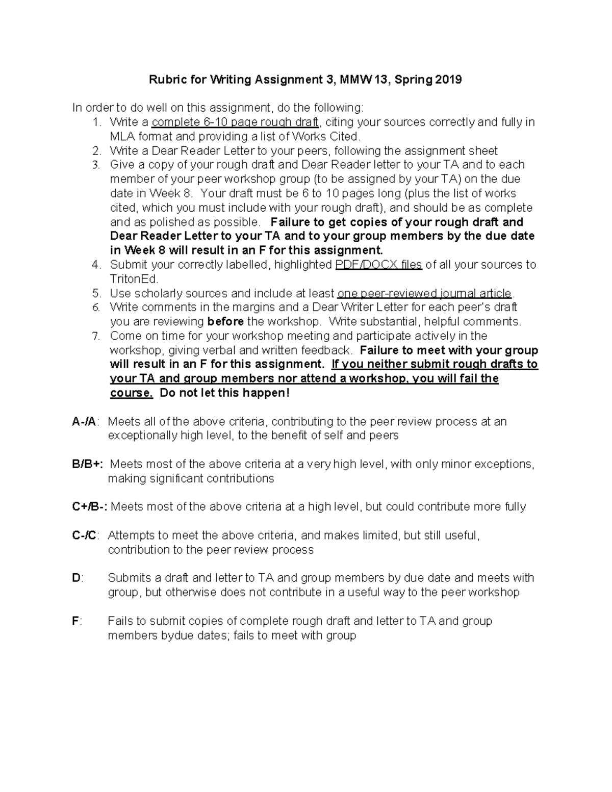 Assign 3 Rubric 2019 sp - Rubric for Writing Assignment 3, MMW 13 ...