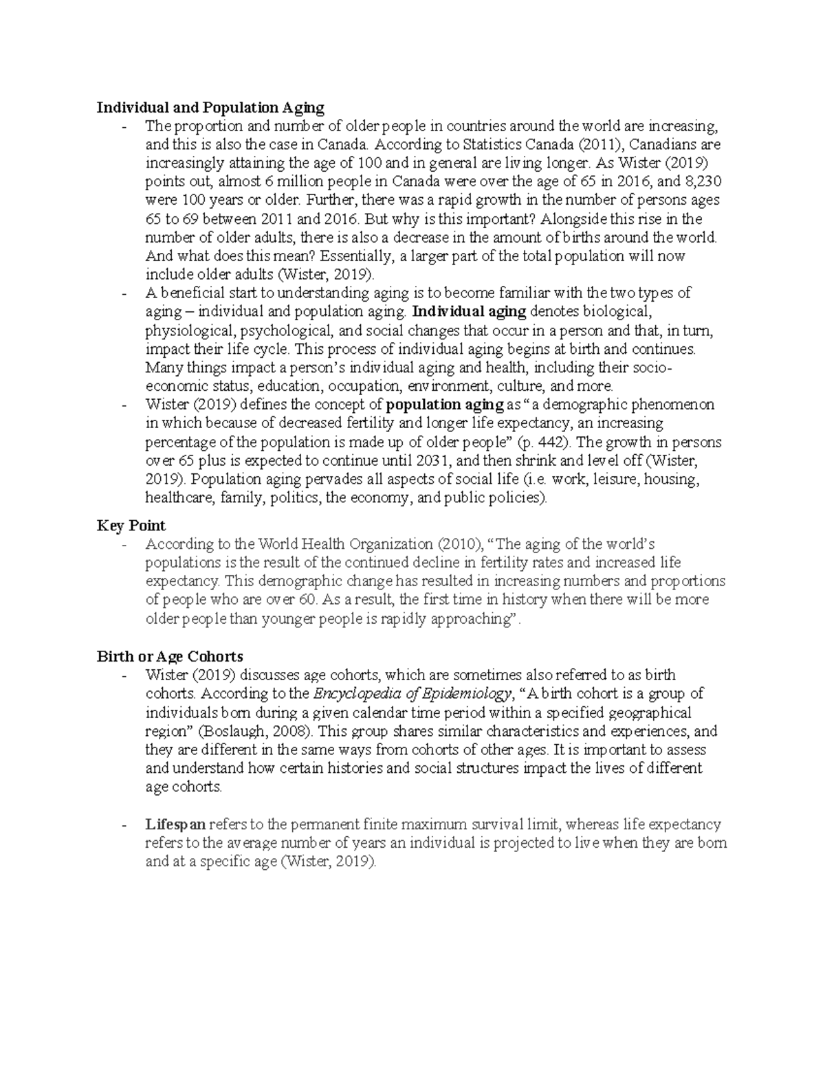 Chapter 1 - Lecture Notes - Individual and Population Aging - The ...