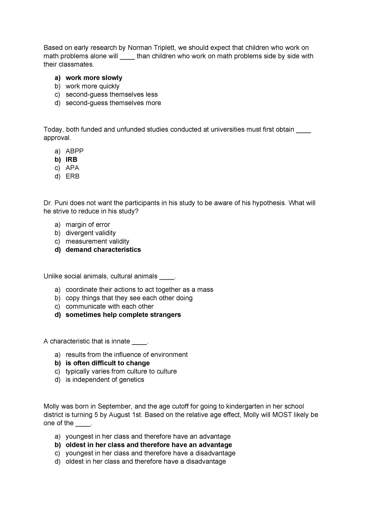 0HV30 - Example questions with correct answers - Based on early ...