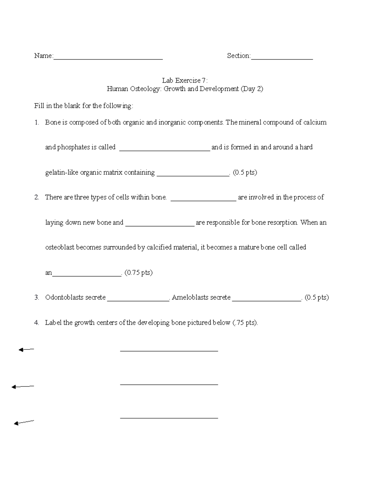 Lab 7 Growth and Development 2020 Name