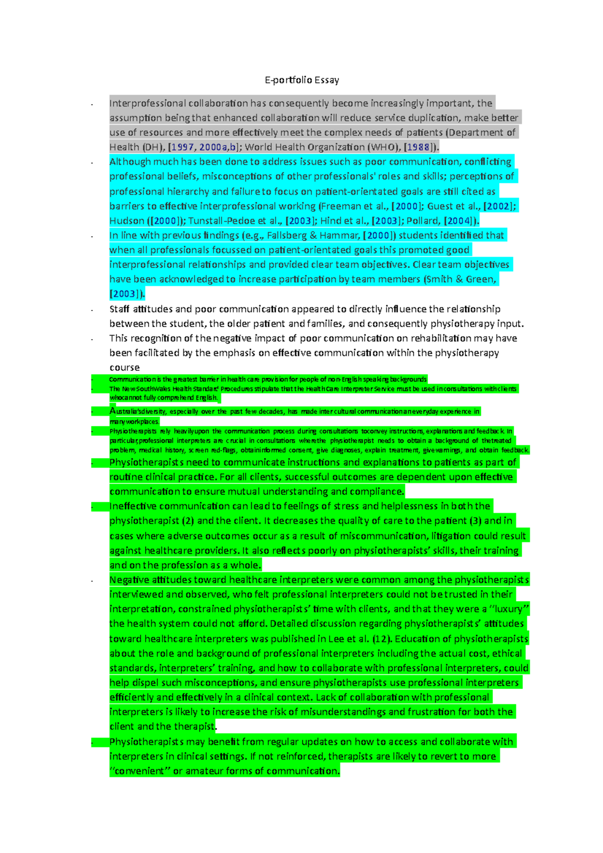 Eportfolio essay notes - E-portfolio Essay Interprofessional ...