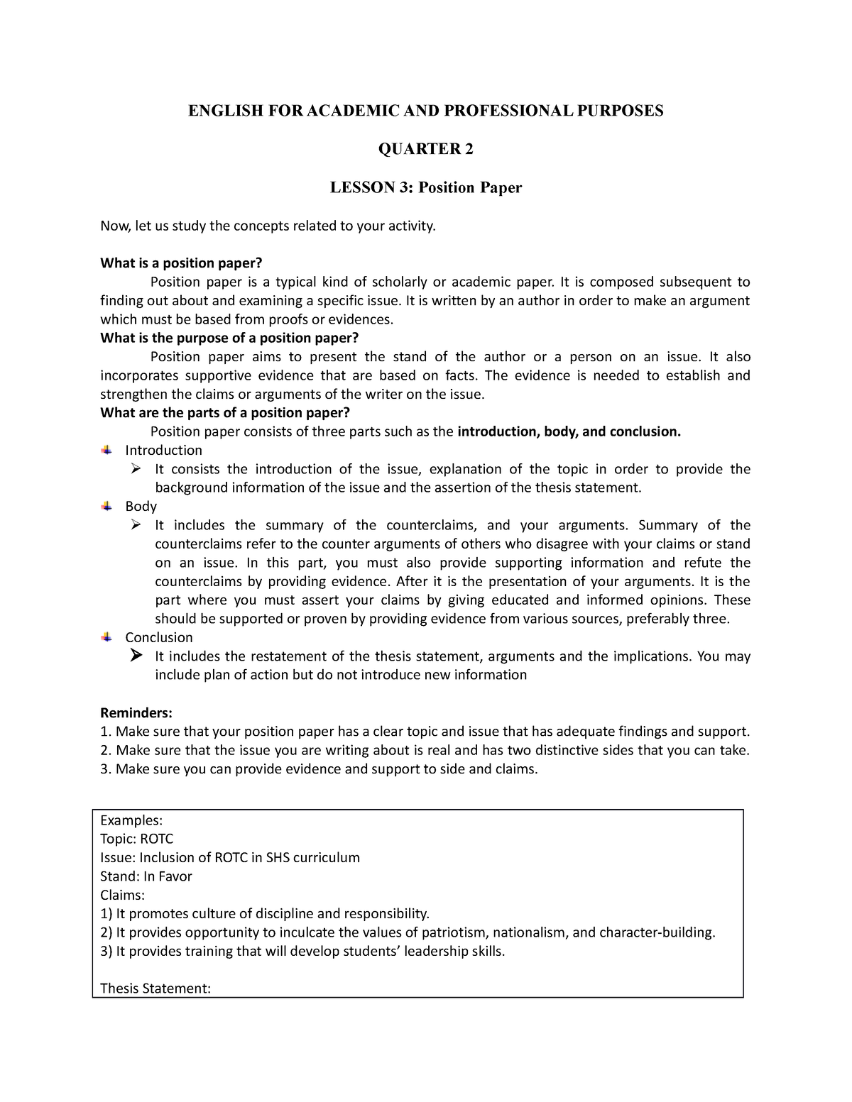 Eapp Quarter 2 Lesson 3 English For Academic And Professional Purposes Quarter 2 Lesson 3 0241