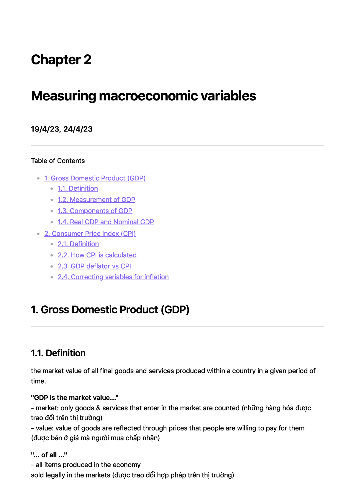 Notes Chapter 2 Macro - Chapter 2 Measuring Macroeconomic Variables 19 ...