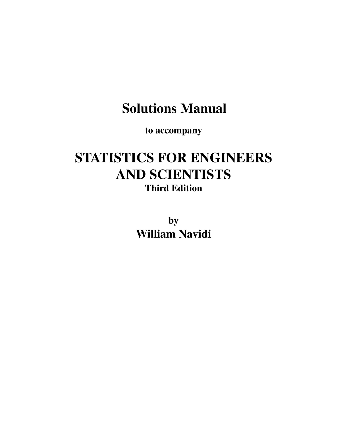 Student Solution Manual - Solutions Manual To Accompany STATISTICS FOR ...