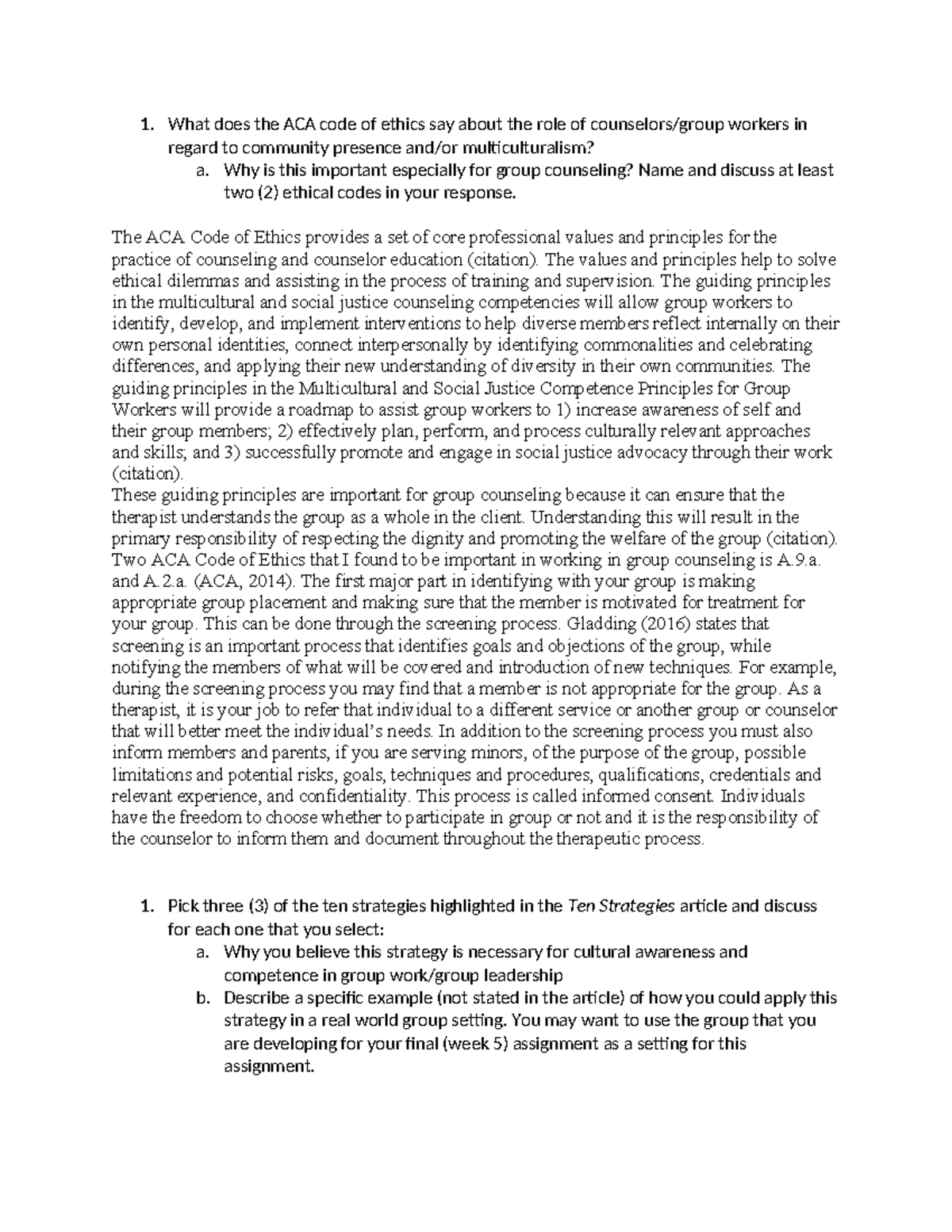 What does the aca code of ethics say about the role of counselors why
