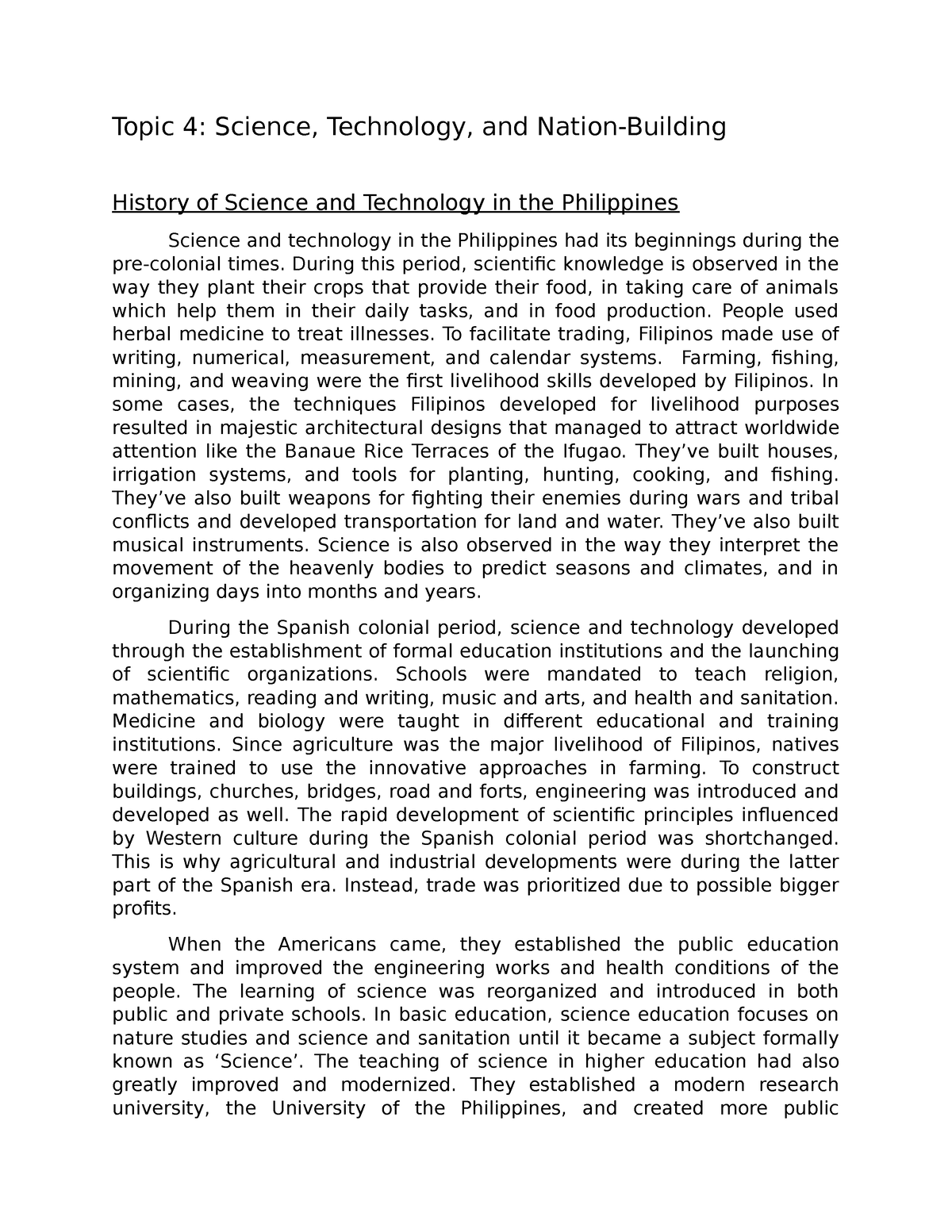 thesis about science and technology