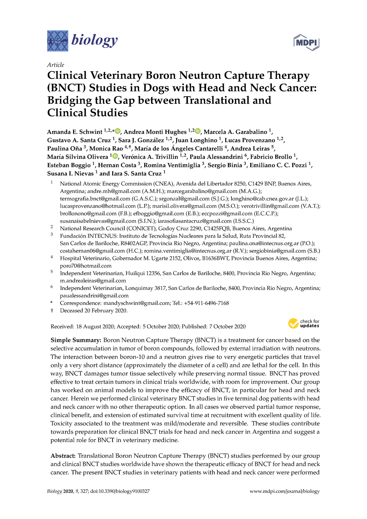 Clinical Veterinary Boron Neutron Captur - Biology Article Clinical ...