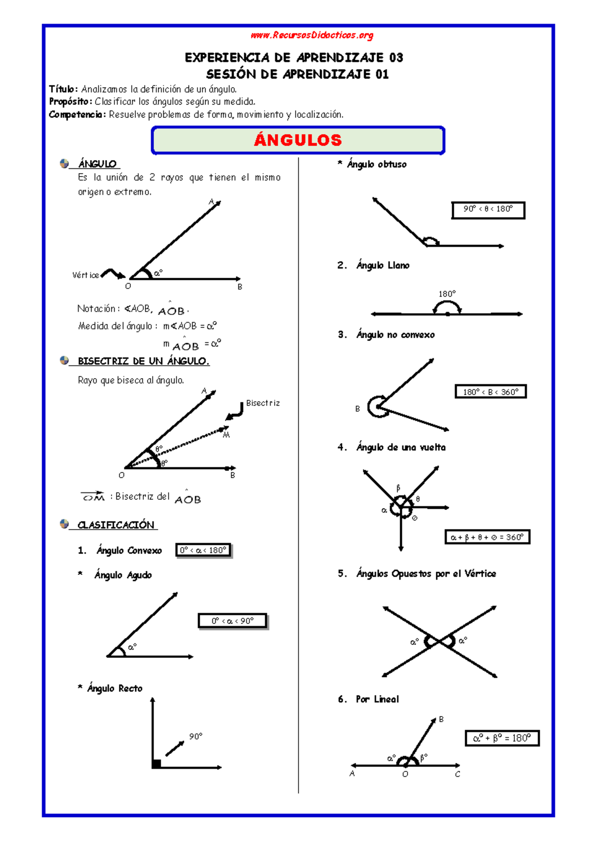 Angulos 2do Grado - matematica - ÁNGULOS EXPERIENCIA DE APRENDIZAJE 03 ...